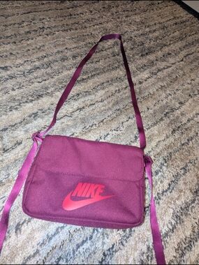 Nike Maroon Crossbody Bag with Pink Logo